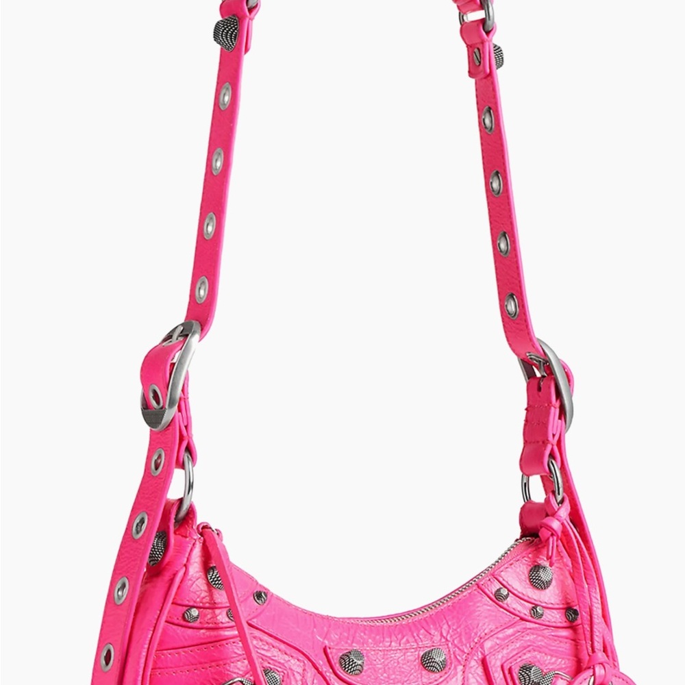 Balenciaga Le Cagole—Lipstick Pink Studded Shoulder Bag